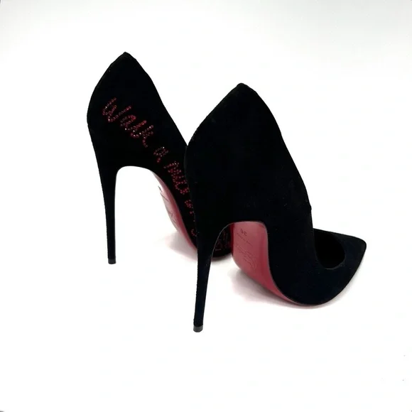 Christian Louboutin Black Stiletto Heels Walk A Mile In My Shoes Collection 38 - Picture 10 of 15
